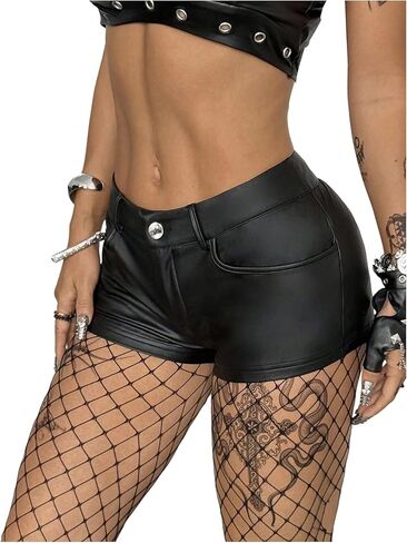 Floerns Women's Y2k Metallic Low Waist Shorts Skinny Party Micro Shorts Without Belt in Saudi Arabia