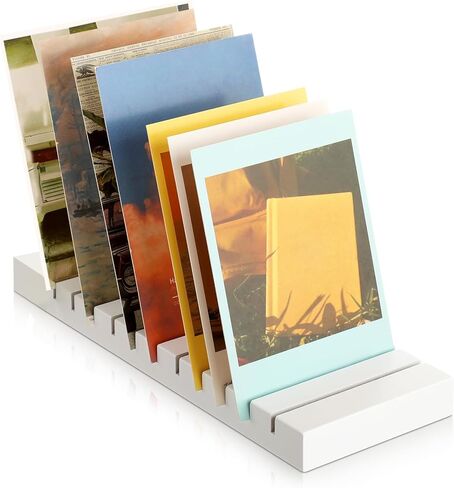Marsui 1 Pc Christmas Greeting Card Display Stand 12 Slot Wooden Card Holder Multi Purpose Rack Tabletop Photo Organizer for Vendor Postcards Post Sticker Bookmark Home Office Decoration (White) in Saudi Arabia