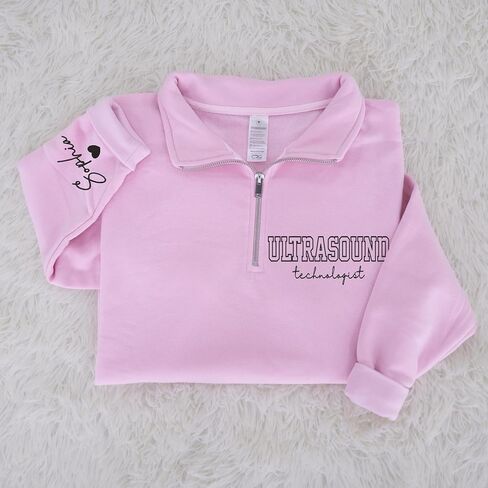 Chillever - Embroidered Ultrasound Tech Quarter Zip Sweatshirt, Custom Ultrasound Technologist Embroidered Sweater with Name On Sleeve, Gift for Sonographer, RDMS Grad Crewneck, Rad Tech Sweater in Saudi Arabia