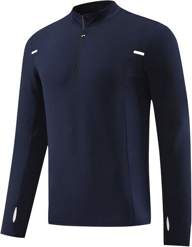 Men's Half-Zip Long-Sleeve Quick-Dry Sweatshirt for Sports and Fitness in Saudi Arabia