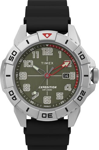 Timex Men's Expedition North Ridge 42mm Watch - Black Strap Green Dial Silver-Tone Case in Saudi Arabia