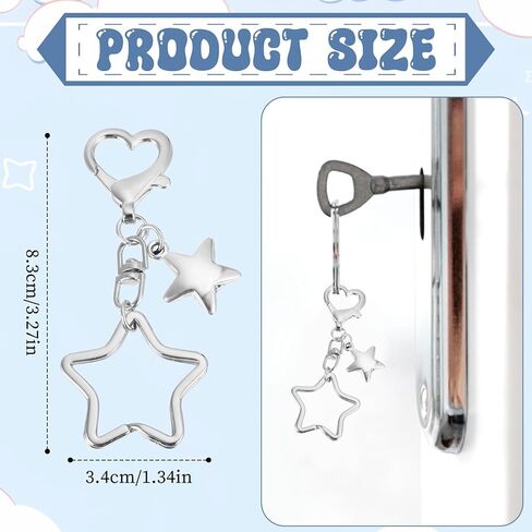Silver Star KeyChain Cute Y2k KeyChain Kawaii Accessories Decor for Car Key Purse Handbag Backpack Gift for Women(1 Pcs) in Saudi Arabia