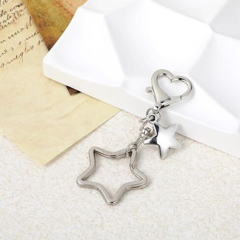 Silver Star KeyChain Cute Y2k KeyChain Kawaii Accessories Decor for Car Key Purse Handbag Backpack Gift for Women(1 Pcs) in Saudi Arabia