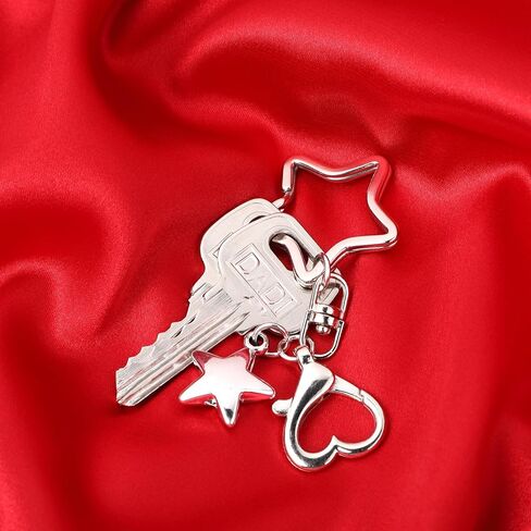 Silver Star KeyChain Cute Y2k KeyChain Kawaii Accessories Decor for Car Key Purse Handbag Backpack Gift for Women(1 Pcs) in Saudi Arabia