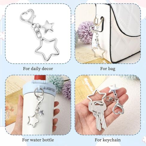 Silver Star KeyChain Cute Y2k KeyChain Kawaii Accessories Decor for Car Key Purse Handbag Backpack Gift for Women(1 Pcs) in Saudi Arabia
