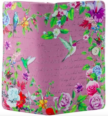 Shag Wear Vintage Hummingbird Large Wallet for Women and Teen Girls Vegan Faux Leather Purple 7" in Saudi Arabia