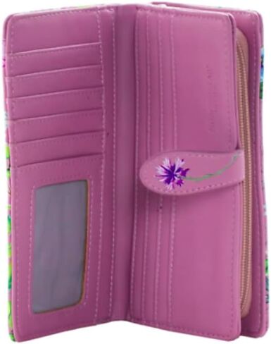 Shag Wear Vintage Hummingbird Large Wallet for Women and Teen Girls Vegan Faux Leather Purple 7" in Saudi Arabia