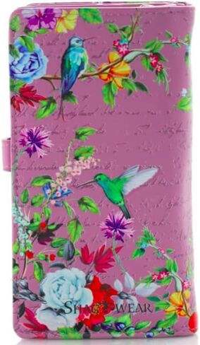 Shag Wear Vintage Hummingbird Large Wallet for Women and Teen Girls Vegan Faux Leather Purple 7" in Saudi Arabia