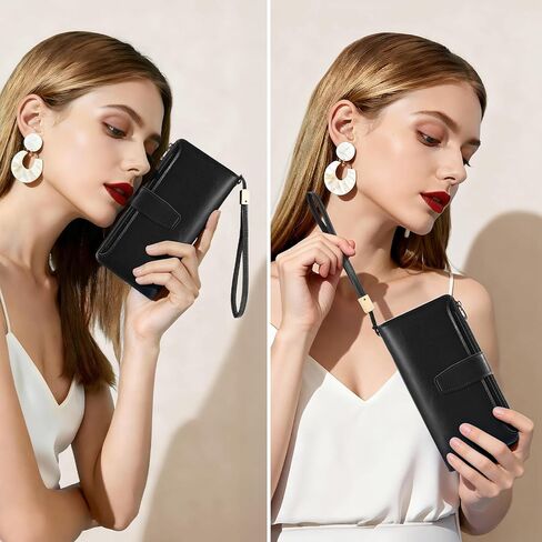 Mayski Wallet for Women Large Capacity Bifold RFID Blocking Vegan PU Leather Credit Card Holder Wristlet Women Wallet with Zipper Coin Pocket, 27 Card Slots & 3 ID Windows in Saudi Arabia