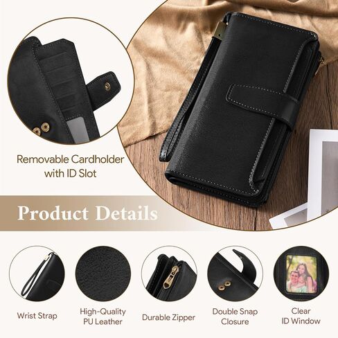 Mayski Wallet for Women Large Capacity Bifold RFID Blocking Vegan PU Leather Credit Card Holder Wristlet Women Wallet with Zipper Coin Pocket, 27 Card Slots & 3 ID Windows in Saudi Arabia