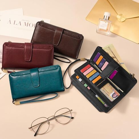 Mayski Wallet for Women Large Capacity Bifold RFID Blocking Vegan PU Leather Credit Card Holder Wristlet Women Wallet with Zipper Coin Pocket, 27 Card Slots & 3 ID Windows in Saudi Arabia