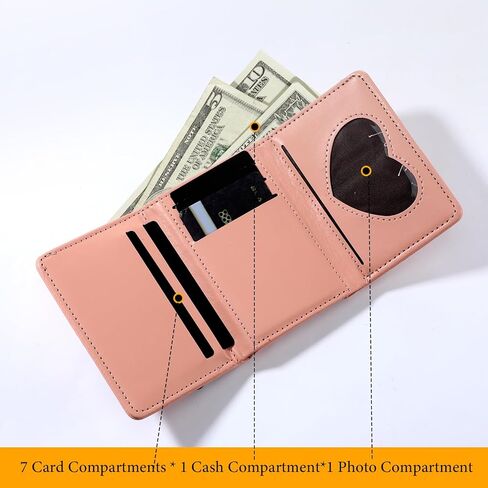 Cute Small Wallet Coin Purse Kawaii Flower Card Wallets for Girls Women ID Credit Card Holder(Pink) in Saudi Arabia