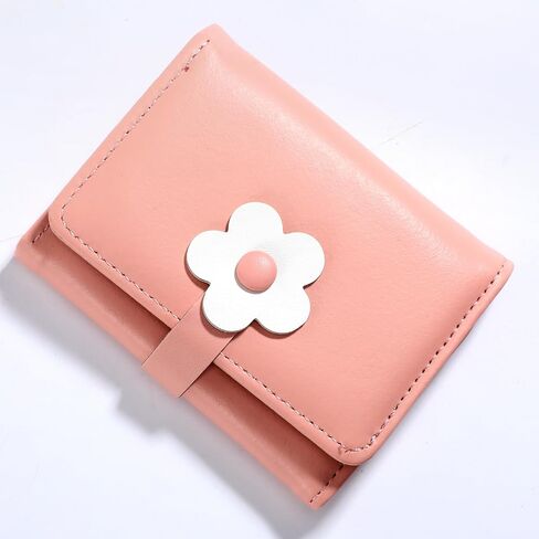 Cute Small Wallet Coin Purse Kawaii Flower Card Wallets for Girls Women ID Credit Card Holder(Pink) in Saudi Arabia