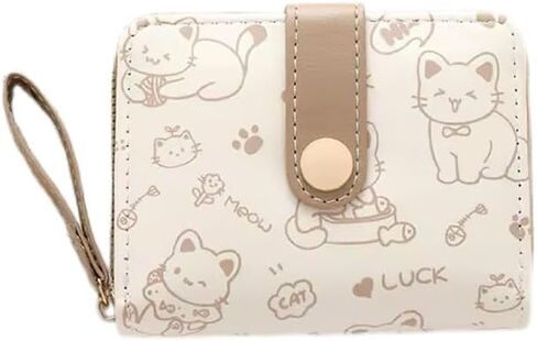 Women's Wallets, Women's Small Cute Wallet, Cute Cat Pattern Credit Card Holder with Zipper for Cash, Keys, ID card, Coins in Saudi Arabia