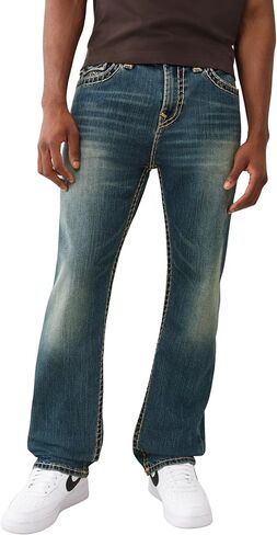 بنطال جينز بوبي سوبر تي فلاب للرجال من True Religion - دينم مريح مع خياطة متباينة وجيوب خلفية بغطاء قلاب in Saudi Arabia