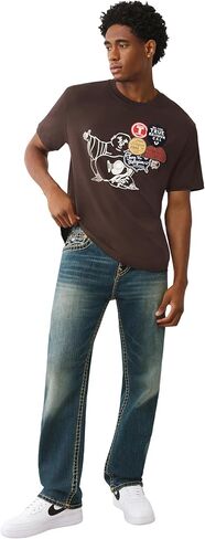 بنطال جينز بوبي سوبر تي فلاب للرجال من True Religion - دينم مريح مع خياطة متباينة وجيوب خلفية بغطاء قلاب in Saudi Arabia