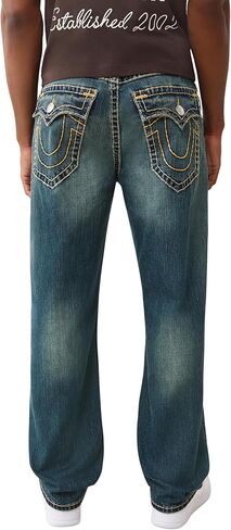 بنطال جينز بوبي سوبر تي فلاب للرجال من True Religion - دينم مريح مع خياطة متباينة وجيوب خلفية بغطاء قلاب in Saudi Arabia