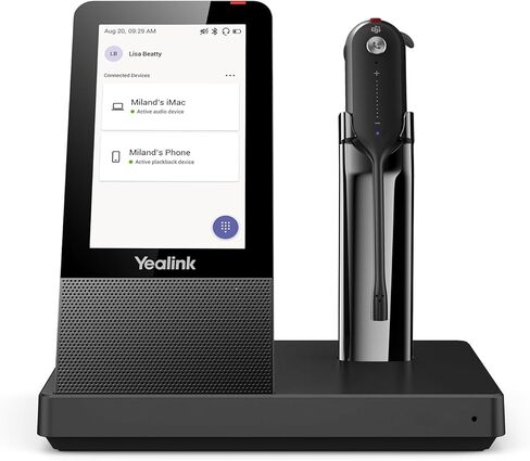 Yealink Wireless DECT Headset WH67,Office Single Ear (Mono) Bluetooth Headset to Desk Phone,Cell Phone and PC,Compatible with Zoom,RingCentral,8X8, Avaya,8H Talktime,394 ft Range in Kuwait