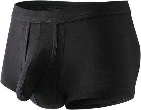 Men's Dual Pouch Underwear Short&Long Leg Bulge Boxer Briefs Separated Pouch Modal Trunks (US, Alpha, Large) in Kuwait