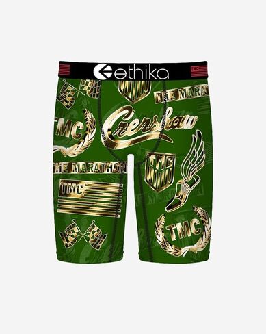 ملابس داخلية بوكسر للرجال من Ethika، بطول الركبة، ملابس داخلية قابلة للتمدد في 4 اتجاهات مع مطبوعات جرافيك - Legacy in Kuwait