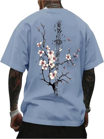 Men's Plus Size Floral Graphic Tees Crew Neck Short Sleeve T Shirts Summer Casual Tops in Saudi Arabia