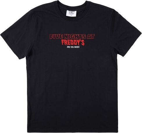 Five Nights at Freddy's Black & White Character Art Men's Black Crew Neck Short Sleeve T-Shirt in Saudi Arabia