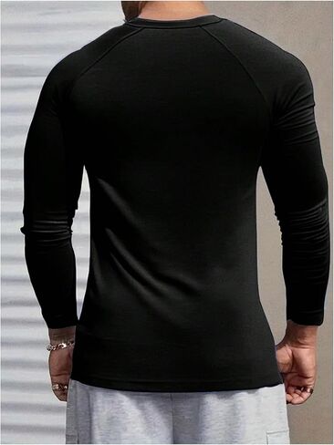 Men's Henley T Shirts Long Sleeve Button Crewneck Tee Tops Casual Fall Base Layer Top in Saudi Arabia