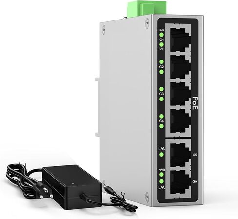Industrial 8-Port Full Gigabit POE+ Switch with Industrial DIN-Rail Power Supply, 2 Gigabit Uplink Port, Total 120W Budget, DIN-Rail POE Switch for IP Cameras, VoIP Phones, Wireless APs in Kuwait