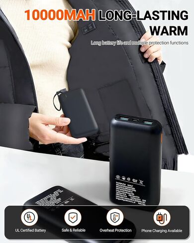 Graphene Women's Heated Jacket, Long Heated Coats for Women with Battery Pack 8 Heating Zones for Winter Outdoor in Saudi Arabia