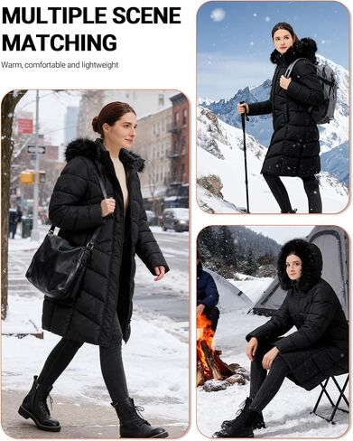 Graphene Women's Heated Jacket, Long Heated Coats for Women with Battery Pack 8 Heating Zones for Winter Outdoor in Saudi Arabia