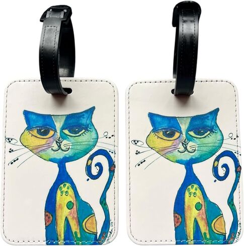 Decorative Luggage Tags with Watercolor Cat Design, Set of 2 in Saudi Arabia