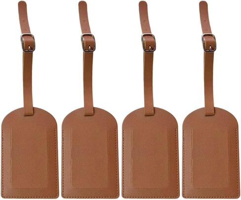 4PCS PU Leather Vertical Luggage Tags Watherproof Personalized Travel Identifier Privacy Protect Cover Bags Label with Buckle Strap for Suitcases TSA Approved Travelling (Silver) in Saudi Arabia