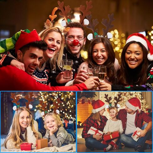 2Pcs Christmas Headband Antlers Reindeer Headband Antlers Hair Hoop Headpiece for Christmas Easter Halloween Party(Dark Brown Light Brown) in Saudi Arabia