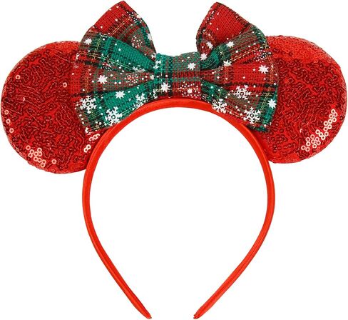 Mouse Ears Bow Headbands for Women and Girls Glitter Sequin Theme Park Hairbands Party Costume Hair Accessories in Saudi Arabia