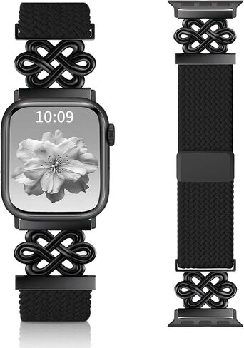 Braided Band Compatible with Apple Watch Bands 40mm 38mm 41mm 42mm 44mm 45mm 46mm 49mm, Magnetic Clasp Fabric Nylon Interlock Buckle Straps for iWatch Ultra Series 10/9/8/7/6/5/4/3/2/1/SE in Saudi Arabia