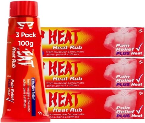 3 Pack - Heat Pain Relief Rub Relief from Muscle Massage Lotion 100g in Saudi Arabia