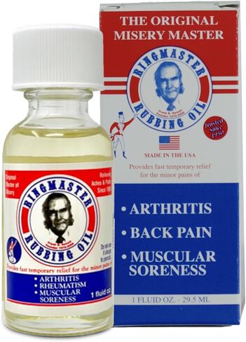 Ringmaster Rubbing Oil Pain Relief Since 1950 Made in USA for Arthritis, Rheumatism, Muscular Joint Soreness (1 oz) in Saudi Arabia