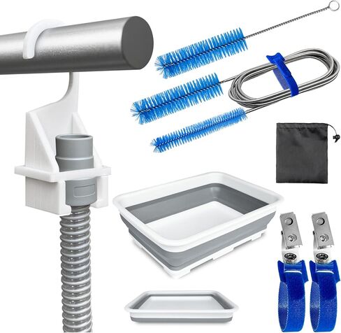 طقم تنظيف أنبوب CPAP مكون من 9 قطع، حوض غسيل قابل للطي، حامل خرطوم CPAP، مشابك أنبوب CPAP، حامل أنابيب CPAP، فرشاة تنظيف الأنبوب تناسب أنابيب قطرها القياسية 15-22 مم مع حقيبة تخزين in Saudi Arabia