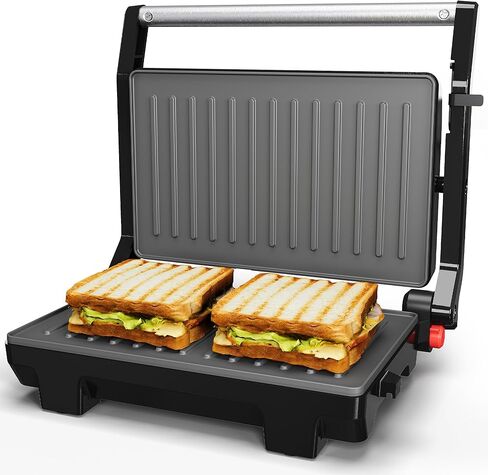 Sunvivi 3 in 1 Sandwich Maker, Electric Waffle Maker with Removable Non-stick Plates, 850W Panini Press Grill with Glass Top, Cool Touch Handle & Easy to Clean, Black in Saudi Arabia