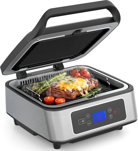 Sunvivi 3 in 1 Sandwich Maker, Electric Waffle Maker with Removable Non-stick Plates, 850W Panini Press Grill with Glass Top, Cool Touch Handle & Easy to Clean, Black in Saudi Arabia