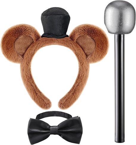 Bear Costume Set with Headband,Bow Tie and Microphone Prop for Halloween Cosplay Dress Up in Saudi Arabia