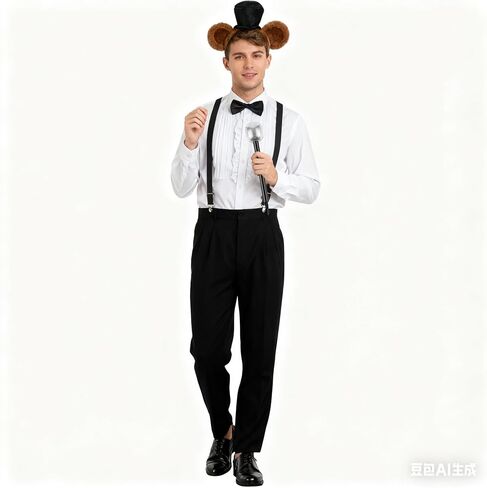 Bear Costume Set with Headband,Bow Tie and Microphone Prop for Halloween Cosplay Dress Up in Saudi Arabia