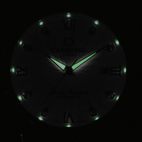 Carnival Men's Automatic Mechanical Business Watch Analog Luminous Calendar Stainless Steel Band (White) in Saudi Arabia