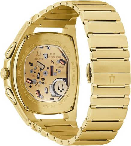 Bulova Men's CURV Chronograph Gold-Tone Stainless Steel Bracelet Watch | 41mm | 97A160 in Saudi Arabia