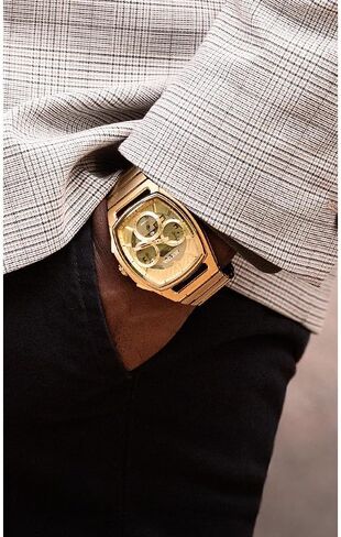 Bulova Men's CURV Chronograph Gold-Tone Stainless Steel Bracelet Watch | 41mm | 97A160 in Saudi Arabia
