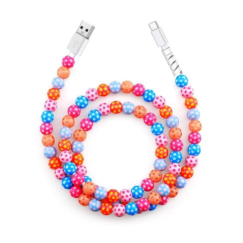 USB to USB C Cable 6FT 60W White Pearl USB iPhone Charger Cord 2M Beaded Phone Type C Charger Fast Charging Cable Cord for iPhone 16 15 Plus Pro Max 16E Samsung Galaxy S25 S24 S23 in Saudi Arabia
