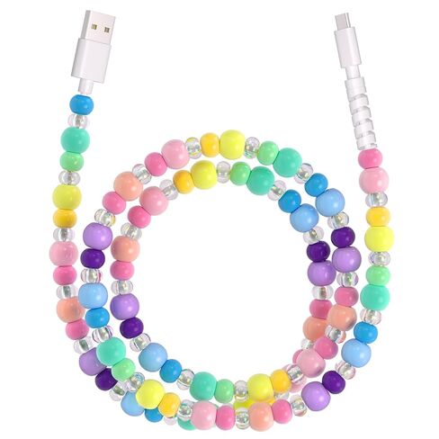 USB to USB C Cable 6FT 60W White Pearl USB iPhone Charger Cord 2M Beaded Phone Type C Charger Fast Charging Cable Cord for iPhone 16 15 Plus Pro Max 16E Samsung Galaxy S25 S24 S23 in Saudi Arabia