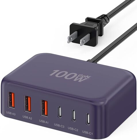 USB Charger Block, 45W 6-Port USB Charging Station for Multiple Devices, 5 USB A and USB A Charger Tower Fast Charging Dock Hub Power Strip for iPhone iPad Tablets Android Smartphones, Home Office Use in Saudi Arabia