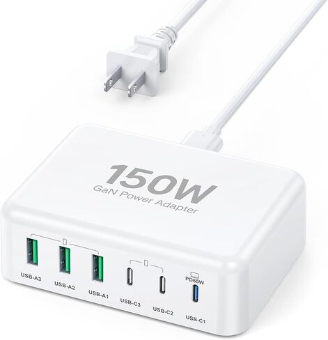 USB Charger Block, 45W 6-Port USB Charging Station for Multiple Devices, 5 USB A and USB A Charger Tower Fast Charging Dock Hub Power Strip for iPhone iPad Tablets Android Smartphones, Home Office Use in Saudi Arabia