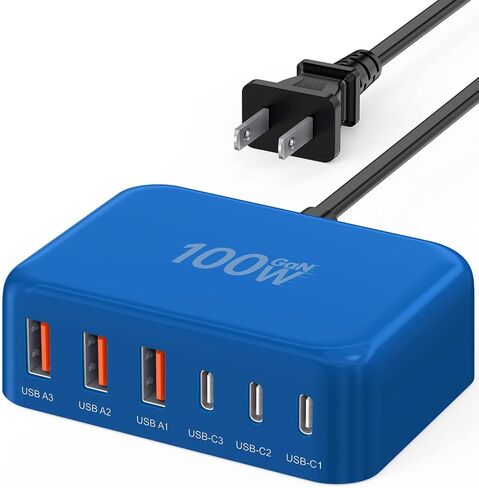 USB Charger Block, 45W 6-Port USB Charging Station for Multiple Devices, 5 USB A and USB A Charger Tower Fast Charging Dock Hub Power Strip for iPhone iPad Tablets Android Smartphones, Home Office Use in Saudi Arabia
